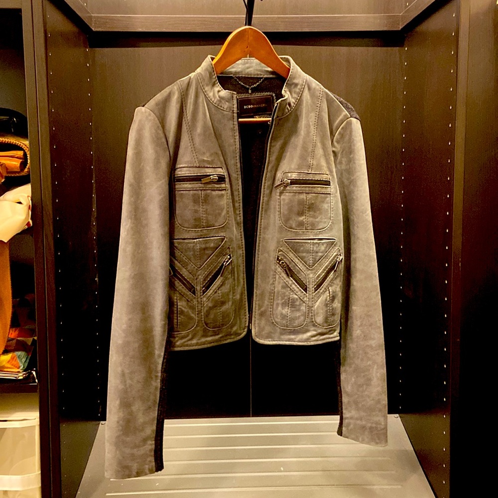 Gray leather jacket